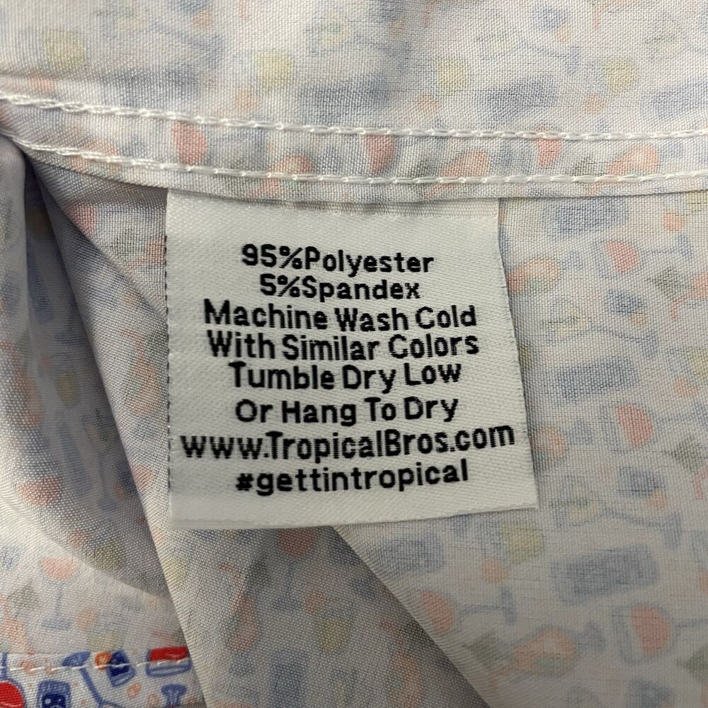 Tropical Bros Men's Large Alcohol Drinks AOP Moisture Wicking Button-Front Shirt - Picture 7 of 7